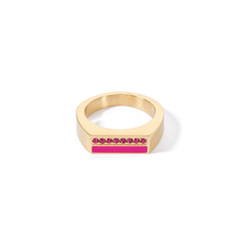 Load image into Gallery viewer, Ring Square Stripes Gold-Pink
