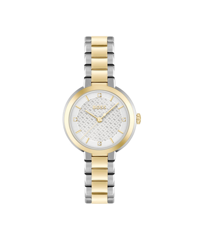 Ladies BOSS Sena Stainless Steel and Light Yellow Gold IP Bracelet Watch