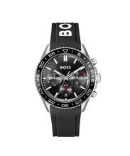 Load image into Gallery viewer, Gents BOSS Runner Chronograph Black Silicone Strap Watch
