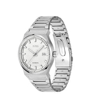 Load image into Gallery viewer, Gents BOSS Candor Automatic Stainless Steel Bracelet Watch with Silver White Dial
