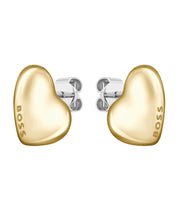 Load image into Gallery viewer, Ladies BOSS Honey Light Yellow Gold Heart Earrings
