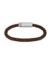 Load image into Gallery viewer, Gents BOSS Ares Single Braided Brown Leather Bracelet
