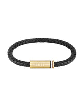 Load image into Gallery viewer, Gents BOSS Ares Single Braided Black Leather Bracelet
