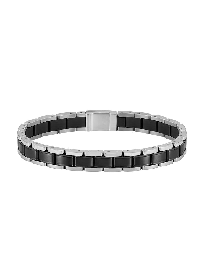 Gents BOSS Black Metal Link Essentials Stainless Steel Bracelet