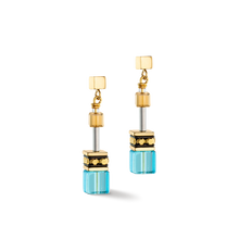 Load image into Gallery viewer, GeoCUBE® Iconic earrings Turquoise/ Gold
