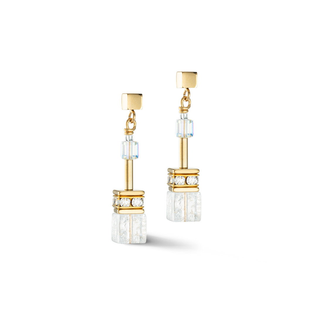 GeoCUBE® Iconic Nature earrings Gold White