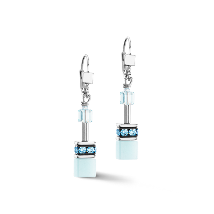 GeoCUBE® Iconic Mono Gold Earrings Light Aqua