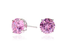 Load image into Gallery viewer, Lana with Pink Coloured 8mm Swarovski Crystal Earrings
