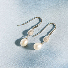 Load image into Gallery viewer, Coast Pebble Glisten Pavé Pearl Drop Earrings
