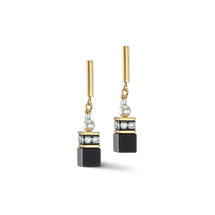 GeoCUBE® Precious Fusion Pearls Earrings Black-gold