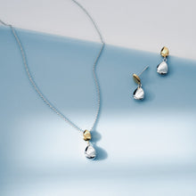 Load image into Gallery viewer, Coast Pebble Golden Double Droplet 18&quot; Necklace
