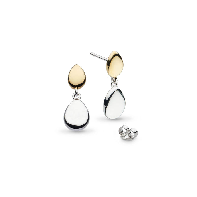 Coast Pebble Golden Double Droplet Stud Drop Earrings