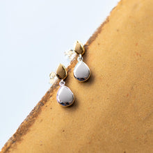 Load image into Gallery viewer, Coast Pebble Golden Double Droplet Stud Drop Earrings
