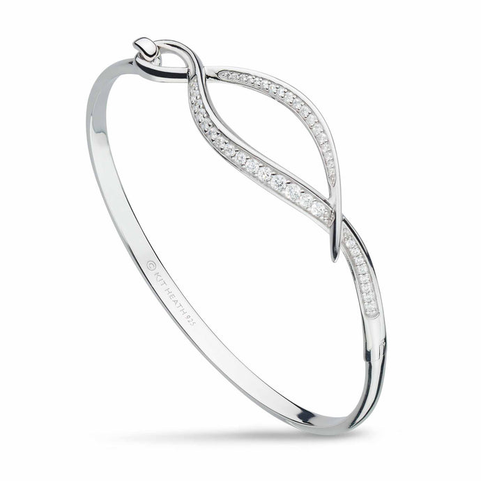 Entwine Twine Twist Pave CZ Hinged Bangle