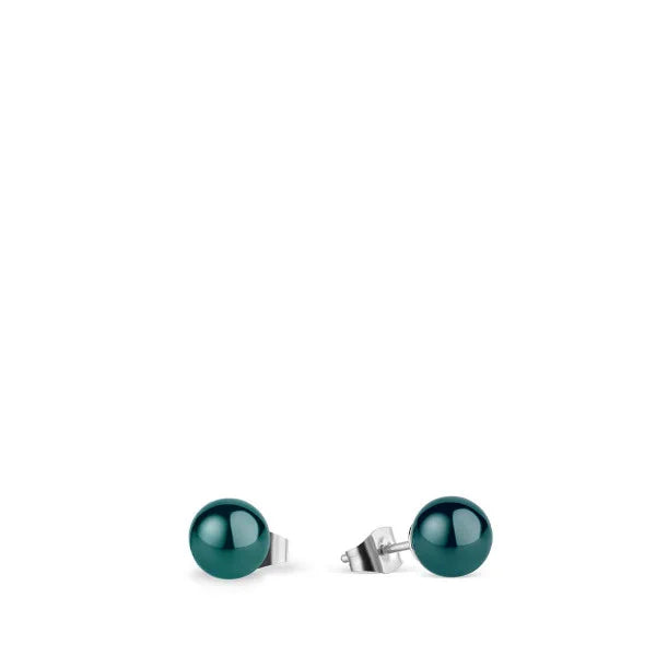 Bering Earrings | Teal Steel Stud Ball Earrings | 716-156-05