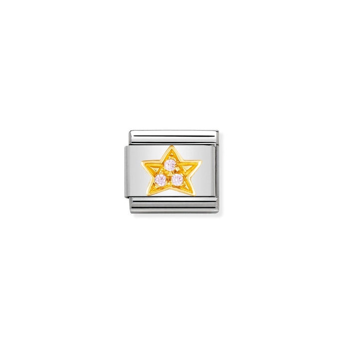 Nomination Classic Gold and Cubic Zirconia Pink star Charm