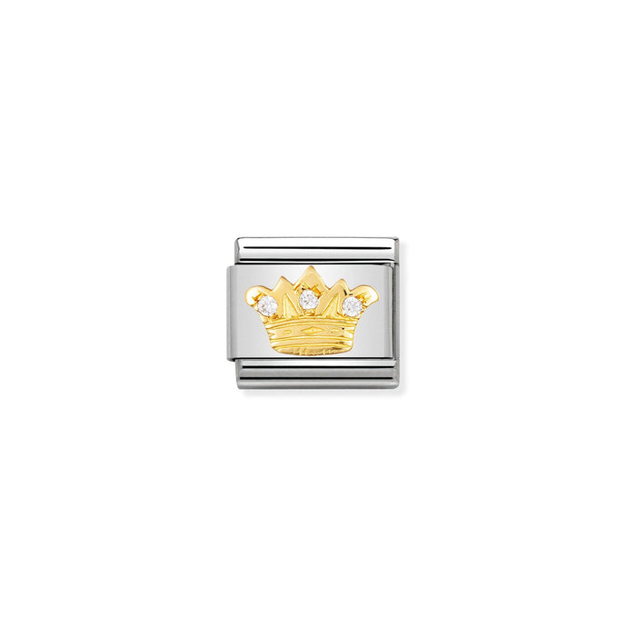 Nomination Classic Gold and Cubic Zirconia White King crown Charm