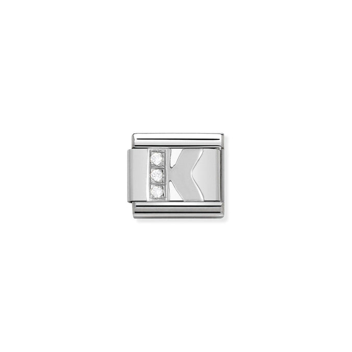 Nomination Classic Alphabet Silver and Cubic Zirconia K Charm