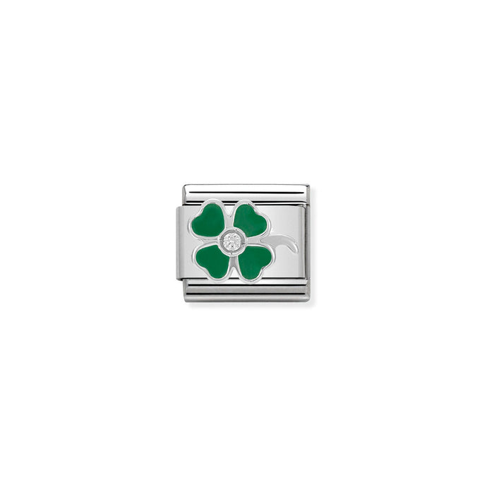 Nomination Classic Silver GREEN clover Charm