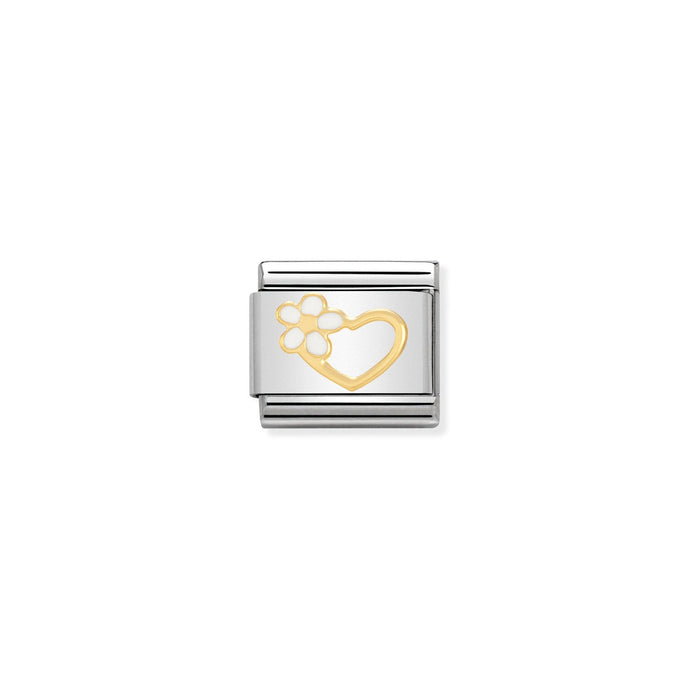 Nomination Classic Gold Heart with flower Charm