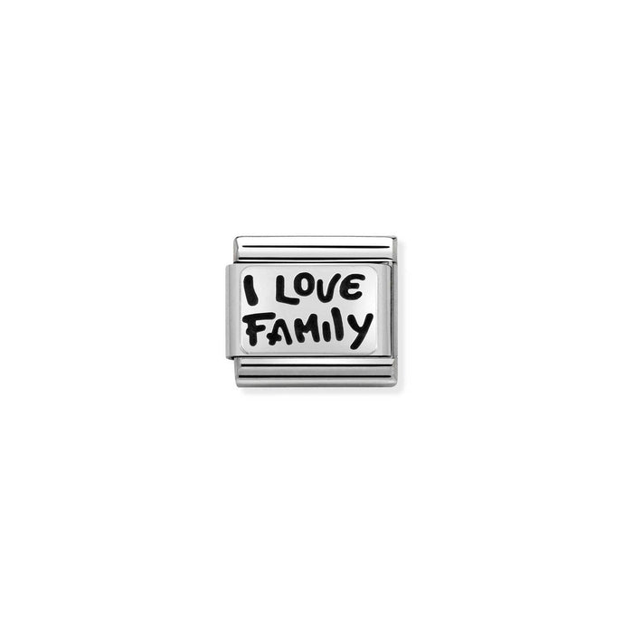 Nomination Classic PLATES OXIDIZED Silver I LOVE FAMILY Charm