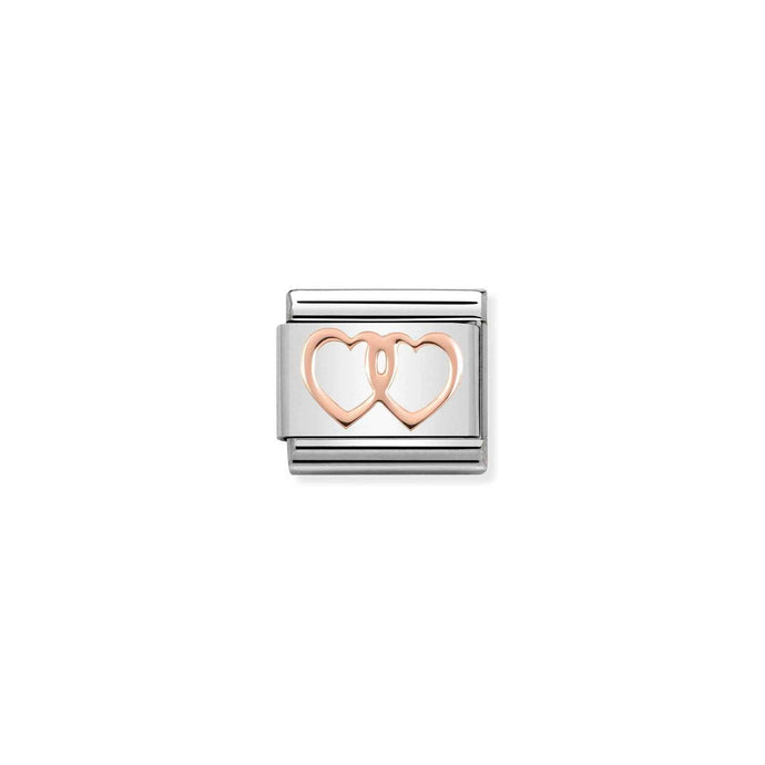 Nomination Classic SYMBOLS 9ct Rose Gold Double Hearts Charm