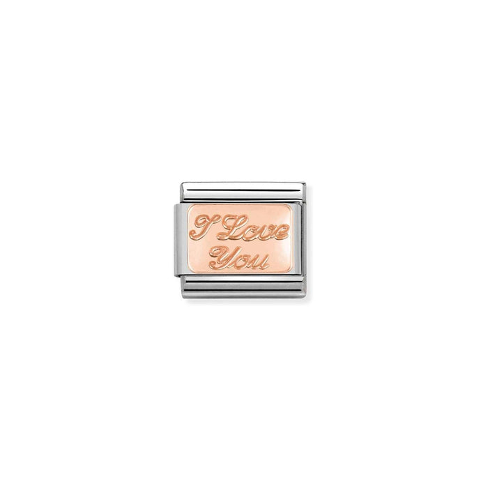 Nomination Classic PLATES 9ct Rose Gold CUSTOM I love you Charm