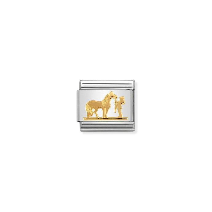 Nomination Classic Gold Horse with Rider Charm