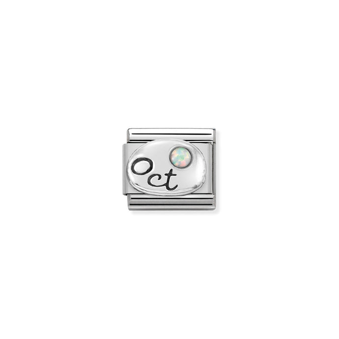 Nomination Classic Silver October WHITE OPAL Charm