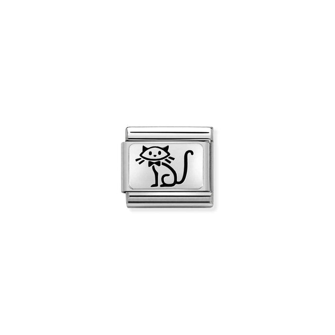 Nomination Classic OXYDISED PLATES 2 in Silver Family cat Charm