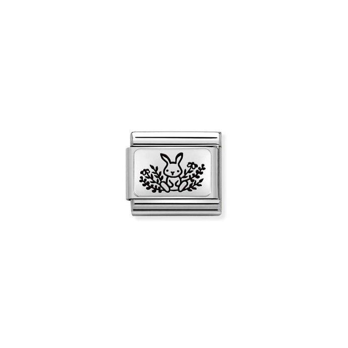 Nomination Classic PLATES Silver Rabbit Floral Charm