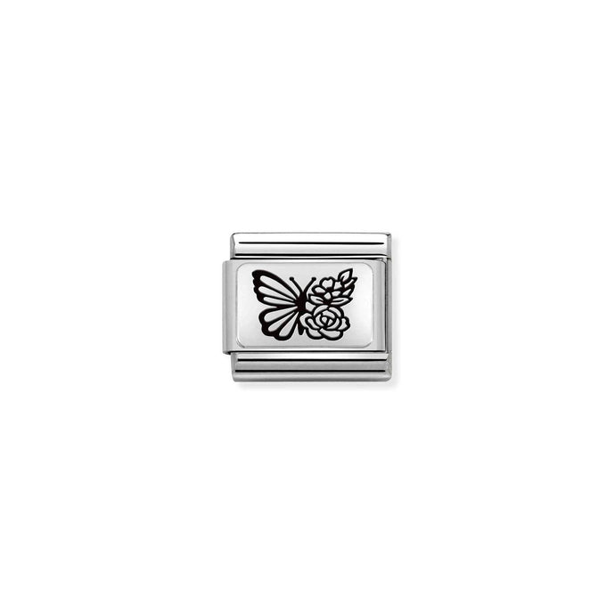 Nomination Classic PLATES Silver Butterfly Floral Charm