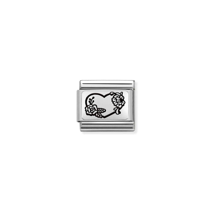 Nomination Classic PLATES Silver Heart Floral Charm