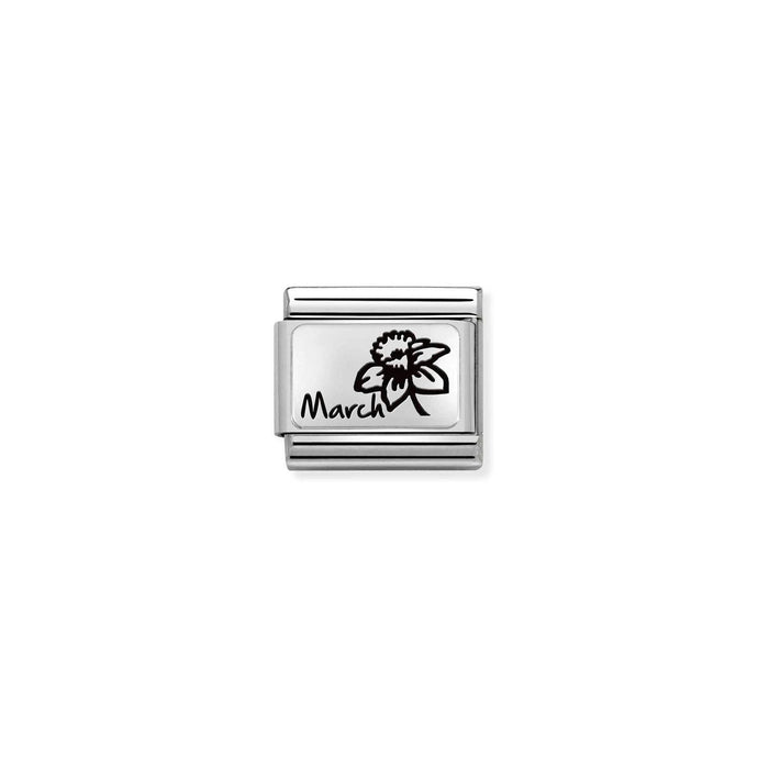 Nomination Classic MONTH FLOWER PLATES Silver March Charm