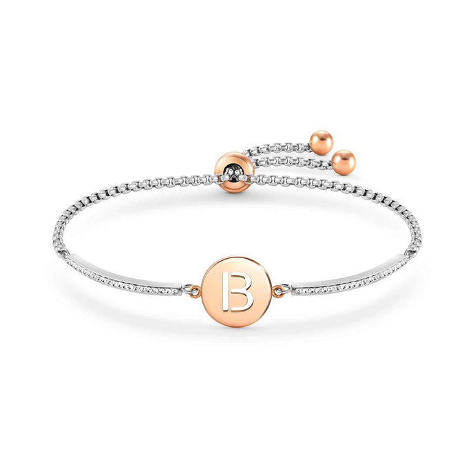 MILLELUCI bracelet in steel and crystals LETTERS B