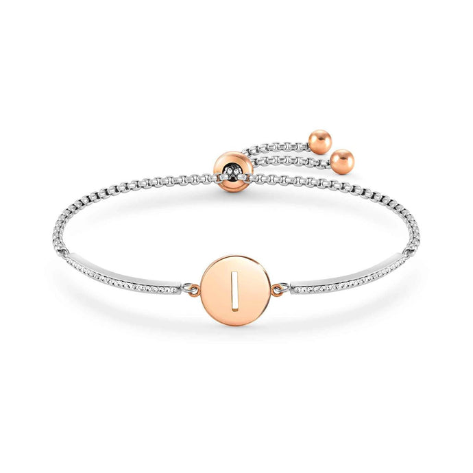 MILLELUCI bracelet in steel and crystals LETTERS I