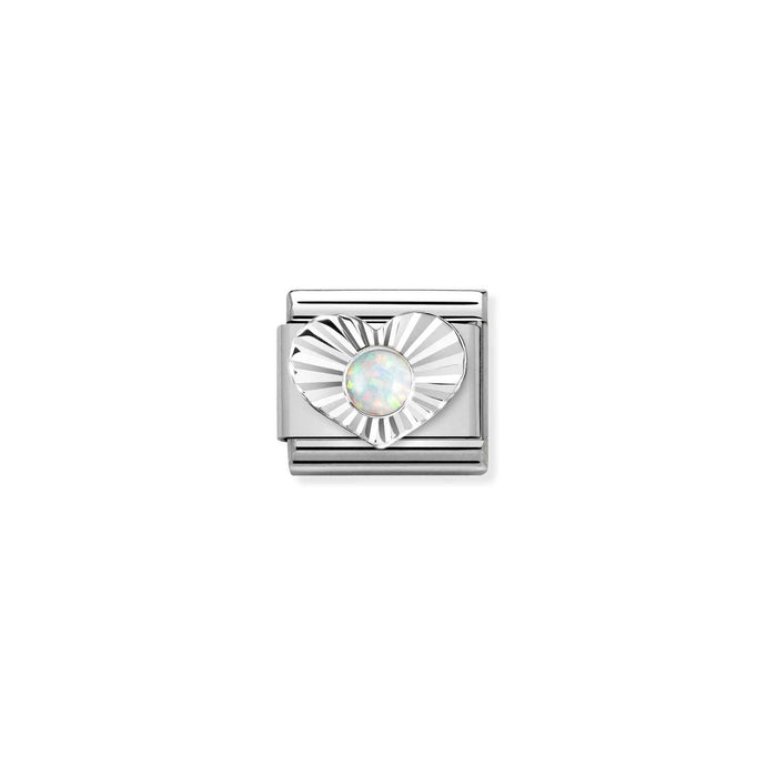 Nomination Classic Silver WHITE OPAL Charm