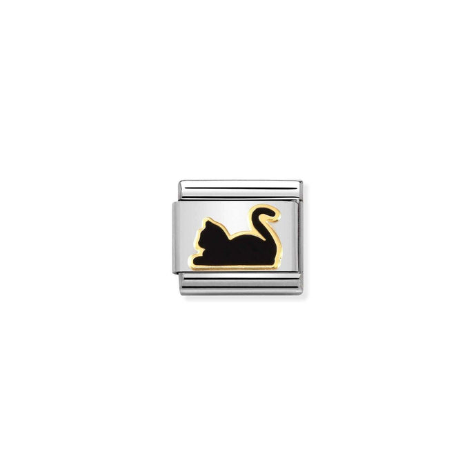 Nomination Classic Gold Black cat lying down Charm