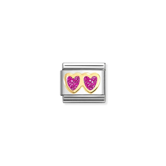 Nomination Classic Gold FUCHSIA Double Heart Charm