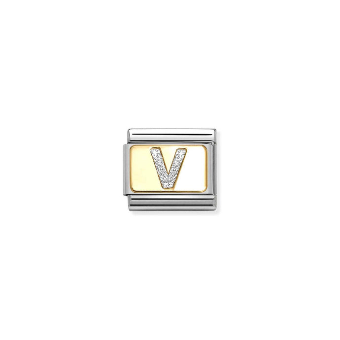 Nomination Classic GLITTER LETTER Gold V Charm