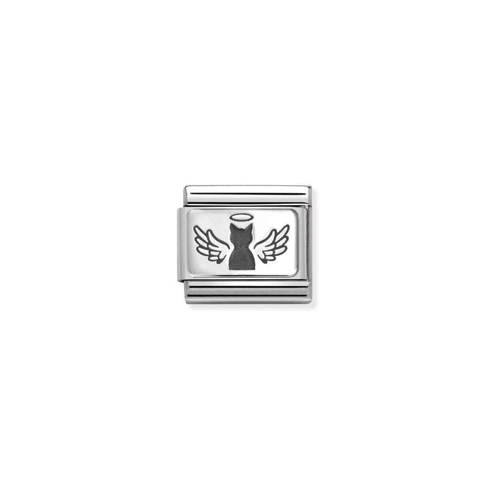 Nomination Classic PLATES Silver Angel cat Charm