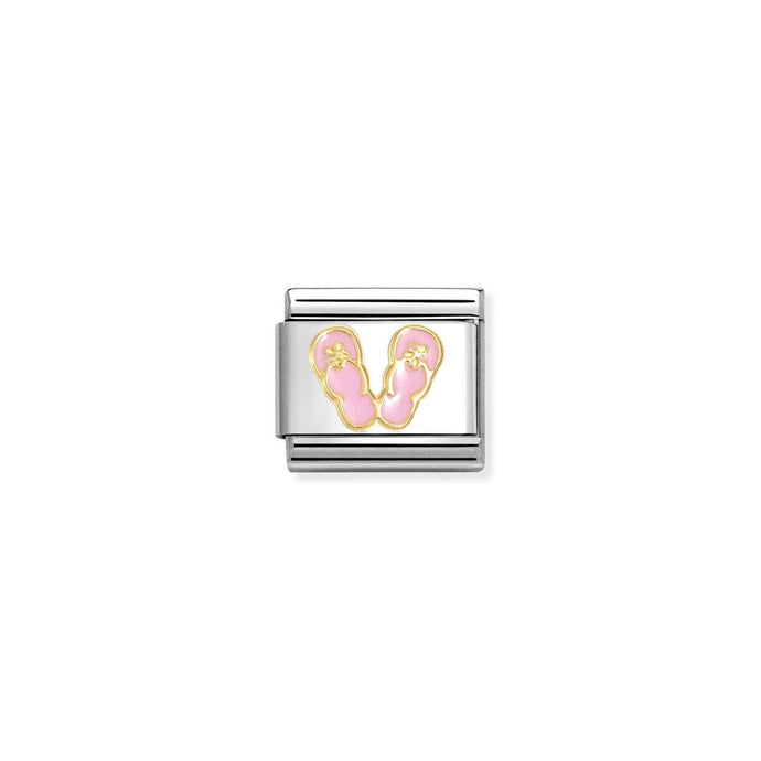 Nomination Classic Gold Pink and white flip flops Charm