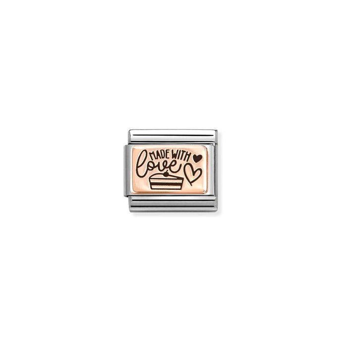 Nomination Classic PLATES 9ct Rose Gold Made with love Charm