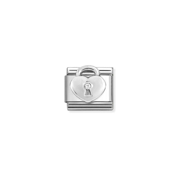 Nomination Classic Silver CZ WHITE Padlock Charm