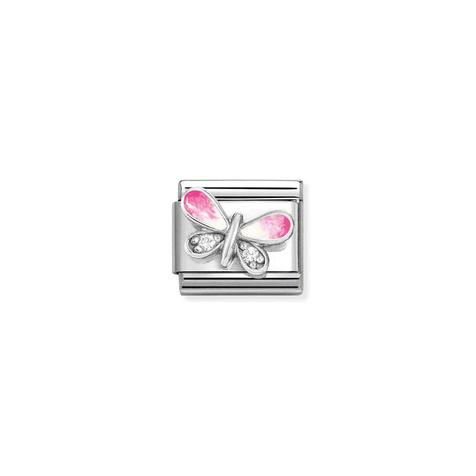 Nomination Classic Silver Butterfly pink WHITE Charm