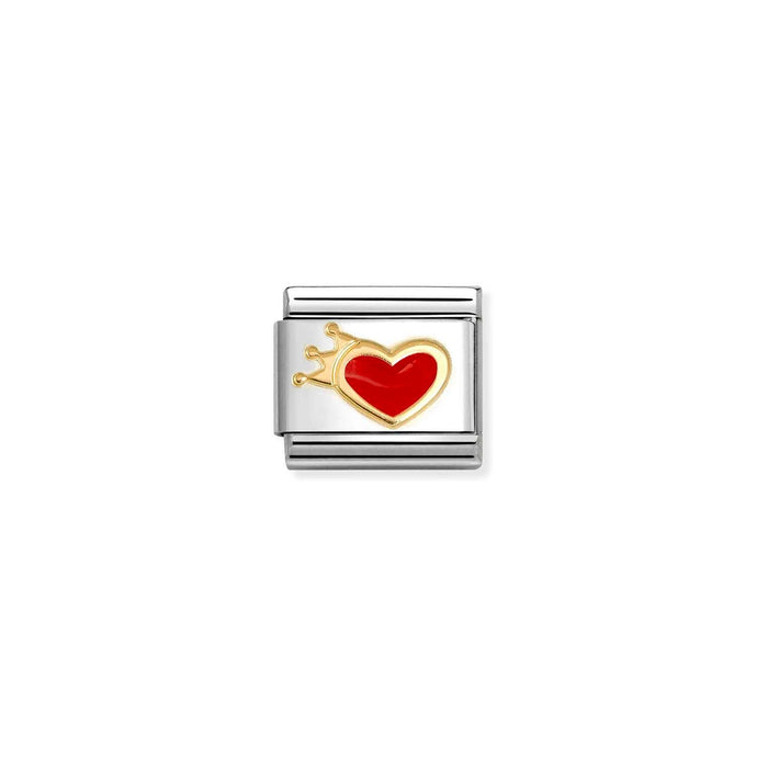 Nomination Classic Gold RED heart with crown Charm