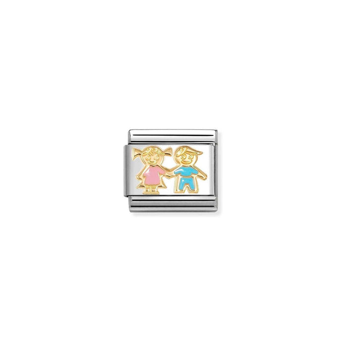 Nomination Classic Gold Brothers and sisters PINK BLUE Charm