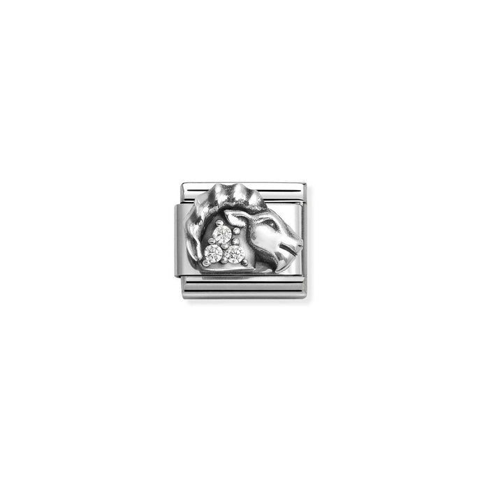 Nomination Classic ZODIACO RELIEF Silver and Cubic Zirconia Capricorn Charm