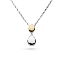 Load image into Gallery viewer, Coast Pebble Golden Double Droplet 18&quot; Necklace
