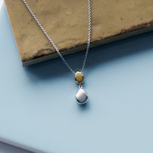 Load image into Gallery viewer, Coast Pebble Golden Double Droplet 18&quot; Necklace
